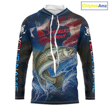 Load image into Gallery viewer, Texas Flag Speckled Trout Long Sleeve Hooded Fishing Jersey, Trout Saltwater Performance UV Shirt For Men 