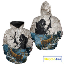Load image into Gallery viewer, Blue Bowhunting Deer Camouflage Personalized Hunting Bow Grim Reaper Shirt NHT16