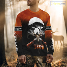 Load image into Gallery viewer, Season Personalized Deer Hunting Shirt 3D Full Moon Deer Skull All Over Print Hunting Gifts NHT36