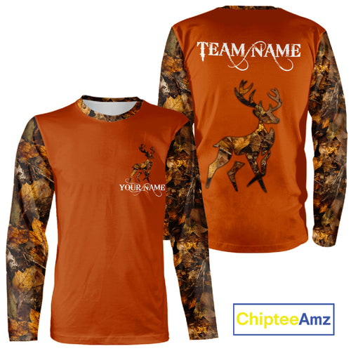 Best Deer Hunting Orange Camouflage Custom Name 3D All-Over Printed Shirt, Deer Hunting Gifts NHT51