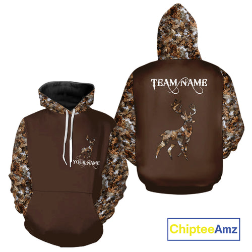 Best Deer Hunting Brown Camouflage Custom Name 3D All-Over Printed Shirt, Deer Hunting Gifts NHT52