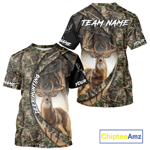 Beautiful Deer Hunting Shirt Forest Camo 3D Print Custom Name Team Name For Deer Hunters NHT56