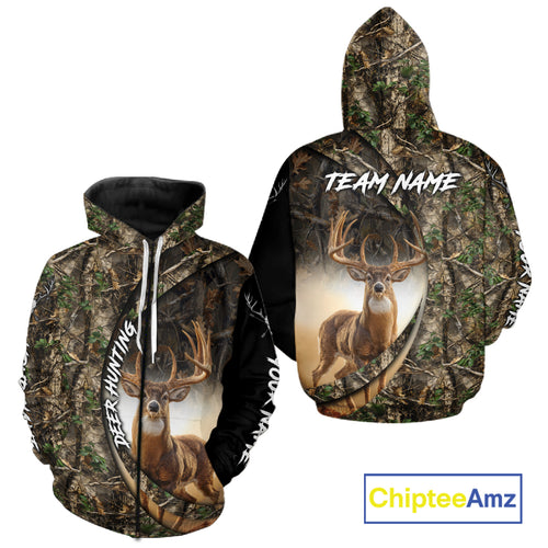 Beautiful Deer Hunting Shirt Forest Camo 3D Print Custom Name Team Name For Deer Hunters NHT56
