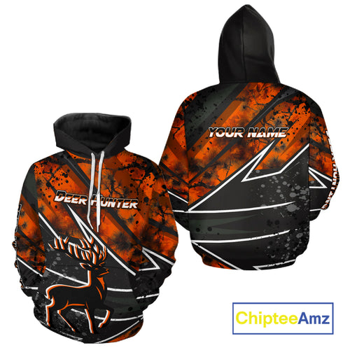 Deer Hunting Clothes 3D Orange Camo Black Custom Name Best Gifts For Deer Hunters NHT66
