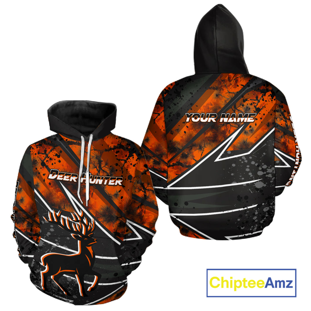 Deer Hunting Clothes 3D Orange Camo Black Custom Name Best Gifts For Deer Hunters NHT66