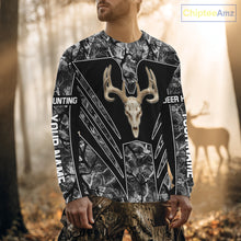 Load image into Gallery viewer, Beautiful Gray Black Camo Deer Hunting Shirt With Skull Print And US Flag Hunting Gifts NHT68