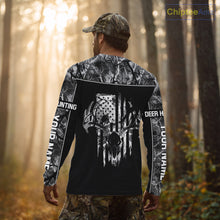 Load image into Gallery viewer, Beautiful Gray Black Camo Deer Hunting Shirt With Skull Print And US Flag Hunting Gifts NHT68