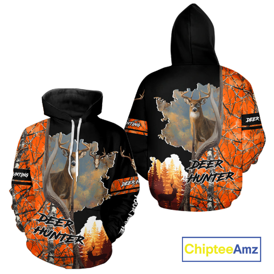 Beautiful Custom Camo Whitetail Deer Hunting Shirt With Full All-Over 3D For Deer Hunters NHT72