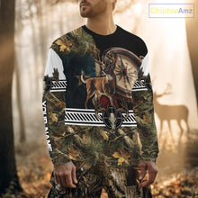 Load image into Gallery viewer, Deer Hunting Shirt Compass Design Forest Camo Custom Name Whitetail Deer Hunting Clothes NHT85