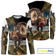 Load image into Gallery viewer, Deer Hunting Shirt Compass Design Forest Camo Custom Name Whitetail Deer Hunting Clothes NHT85