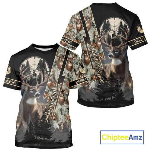 Deer Hunting Shirt Whitetail Deer With Scope Camo Custom Name Hunting Gifts For Hunters NHT86