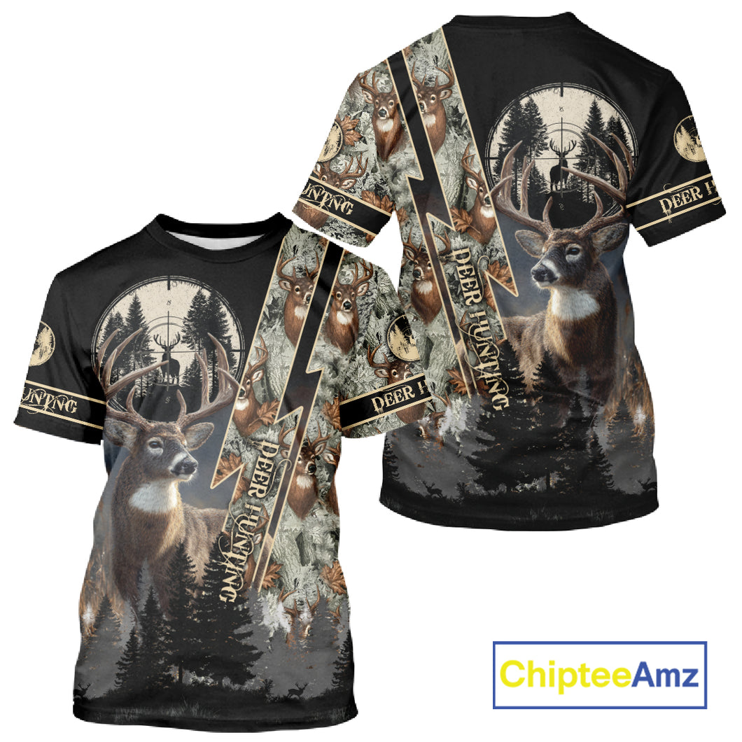 Deer Hunting Shirt Whitetail Deer With Scope Camo Custom Name Hunting Gifts For Hunters NHT86
