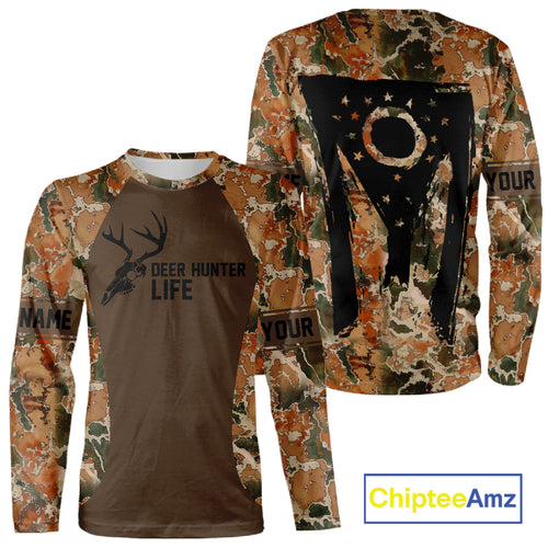 Beautiful Deer Hunting Shirt Camo Ohio Flag Deer Hunter Life Custom Name Hunting Gift NHT96