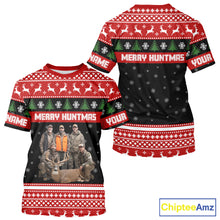 Load image into Gallery viewer, Custom Merry Huntmas Shirt – Personalized Deer Hunting Christmas Shirt with Your Photo NHT308