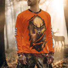 Load image into Gallery viewer, Deer Hunting Shirt Orange Forest Camo Hoodie, Long Sleeve Custom Name For Men NHT06