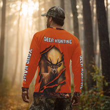 Load image into Gallery viewer, Deer Hunting Shirt Orange Forest Camo Hoodie, Long Sleeve Custom Name For Men NHT06