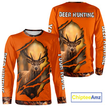 Load image into Gallery viewer, Deer Hunting Shirt Orange Forest Camo Hoodie, Long Sleeve Custom Name For Men NHT06
