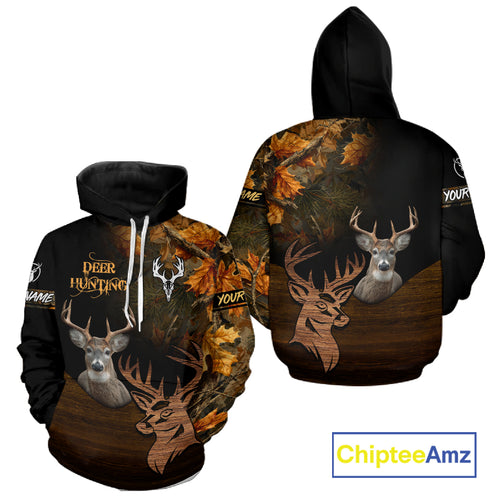 Best Black Camo Deer Hunting Clothes Custom Name Whitetail Deer Design Hunting Gifts NHT40