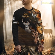 Load image into Gallery viewer, Best Black Camo Deer Hunting Clothes Custom Name Whitetail Deer Design Hunting Gifts NHT40