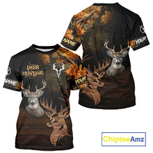 Load image into Gallery viewer, Best Black Camo Deer Hunting Clothes Custom Name Whitetail Deer Design Hunting Gifts NHT40