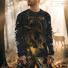Load image into Gallery viewer, Best Deer Hunting Shirt Black Camo Grim Reaper Custom Name Best Gift Ideas For Hunter NHT20