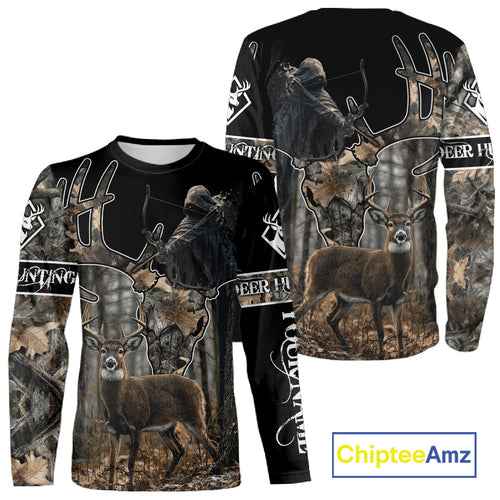 Best Season Whitetail Deer Hunting Shirt Custom Name Black Camo Forest Gift For Hunters NHT54