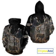 Load image into Gallery viewer, Best Season Whitetail Deer Hunting Shirt Custom Name Black Camo Forest Gift For Hunters NHT54