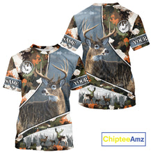Load image into Gallery viewer, Best Custom Name Hunting Deer 3D Shirt With All Over Whitetail Deer Print And Camouflage NHT70