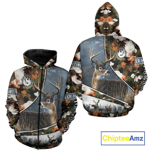 Best Custom Name Hunting Deer 3D Shirt With All Over Whitetail Deer Print And Camouflage NHT70
