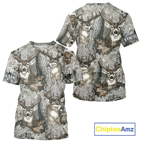 Beautiful Deer Hunting Shirt Pattern Deer Camo Custom Name 3D All Over Printed Hunting Gift NHT88