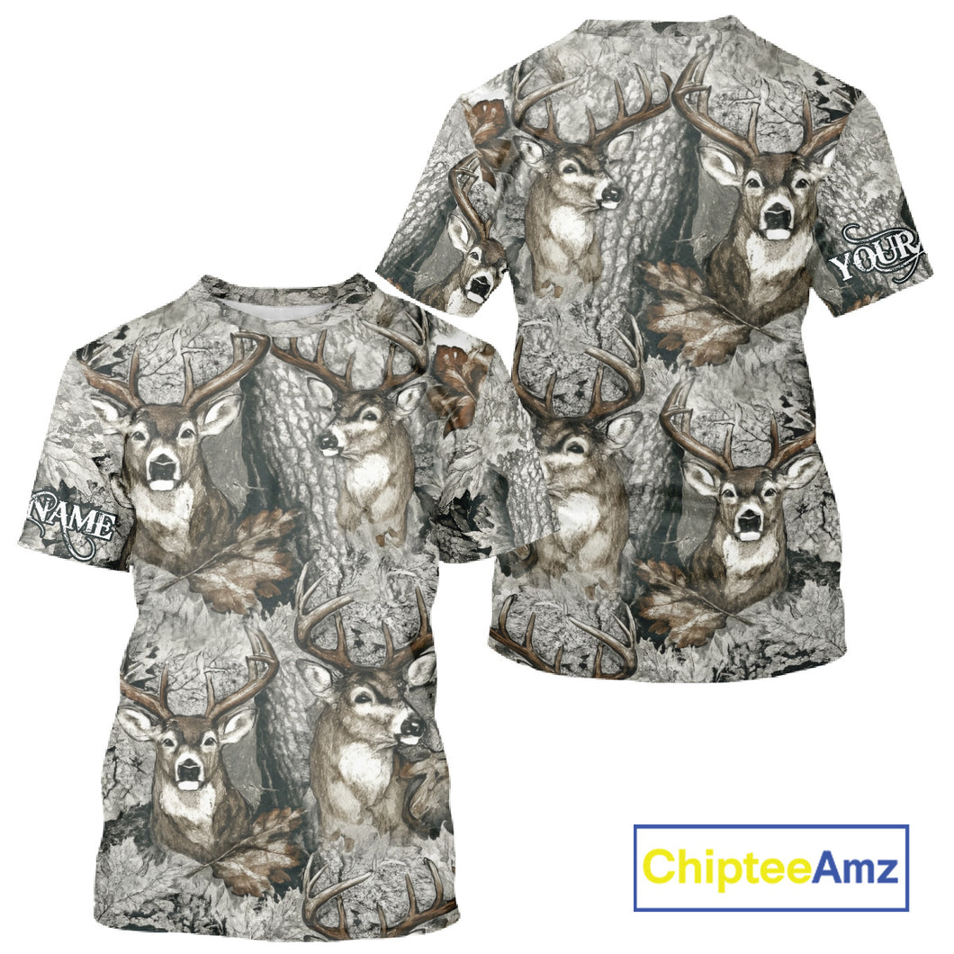 Beautiful Deer Hunting Shirt Pattern Deer Camo Custom Name 3D All Over Printed Hunting Gift NHT88