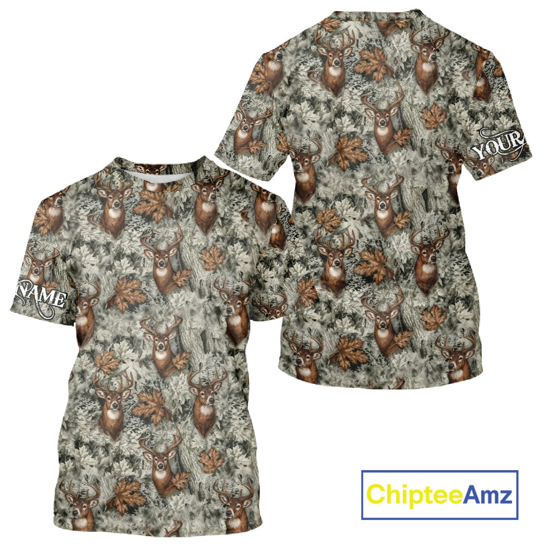Beautiful Deer Hunting Shirt Pattern Deer Camo Custom Name 3D All Over Printed Hunting Gift NHT89