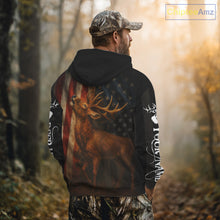 Load image into Gallery viewer, Best Season Deer Hunting Shirt Black with US Flag 3D Custom Name Clothes For Hunters NHT92