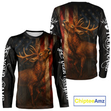 Load image into Gallery viewer, Best Season Deer Hunting Shirt Black with US Flag 3D Custom Name Clothes For Hunters NHT92