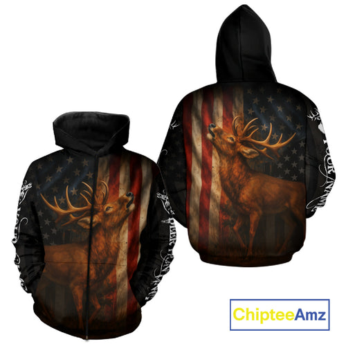 Best Season Deer Hunting Shirt Black with US Flag 3D Custom Name Clothes For Hunters NHT92