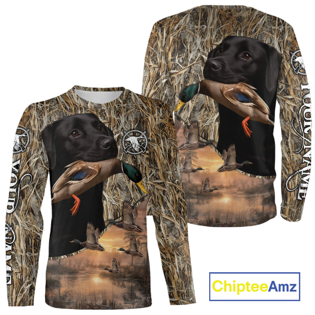 Duck Hunting Shirt Camo with Labrador Retriever Black 3D All Over Printing Shirts for Men NHT95
