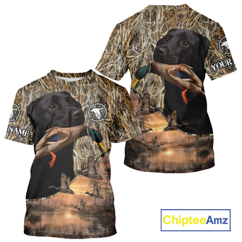 Duck Hunting Shirt Camo with Labrador Retriever Black 3D All Over Printing Shirts for Men NHT95