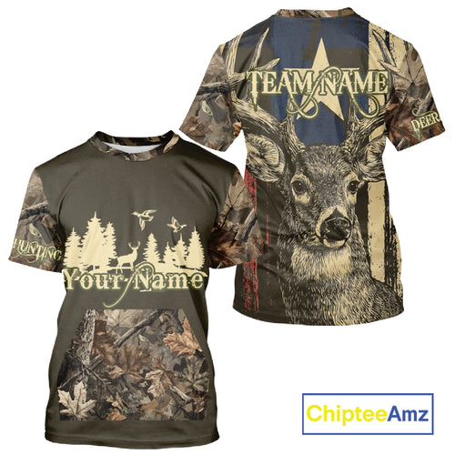 Deer hunting Shirt  3D All Over Print With Texas Flag & Forest Camo Best Gift For Hunter NHT30
