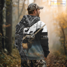 Load image into Gallery viewer, Custom 3D Elk Hunting Shirt With Black Camo Pattern And Full All-Over Elk Print For Hunters  NHT78