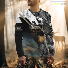 Load image into Gallery viewer, Custom 3D Elk Hunting Shirt With Black Camo Pattern And Full All-Over Elk Print For Hunters  NHT78
