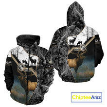 Load image into Gallery viewer, Custom 3D Elk Hunting Shirt With Black Camo Pattern And Full All-Over Elk Print For Hunters  NHT78
