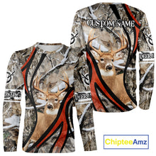 Load image into Gallery viewer, Whitetail Deer Hunting Shirt Custom Name Snow Camo, Season Deer Hunting Clothes For Men NHT80
