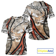 Load image into Gallery viewer, Whitetail Deer Hunting Shirt Custom Name Snow Camo, Season Deer Hunting Clothes For Men NHT80