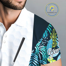 Load image into Gallery viewer, Personalized Green Tropical Plants Pattern Mens Golf Polo Shirts Custom Mens Golf Tops NHT689