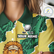 Load image into Gallery viewer, Custom Green Lion Womens Golf Polo Shirts, Lion Golf Team Jerseys