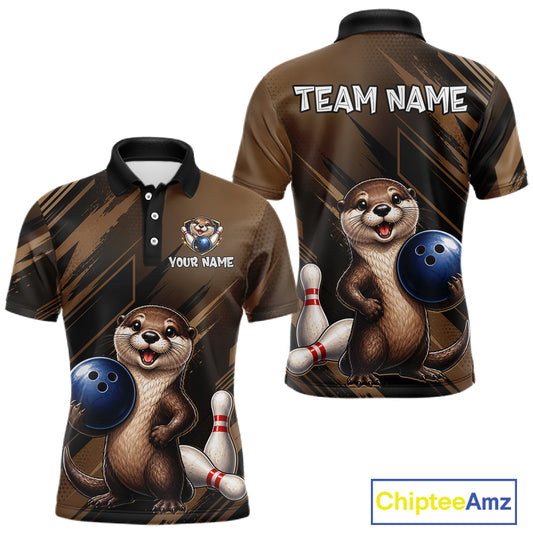 Men's otter bowling shirt – personalized team jersey close-up