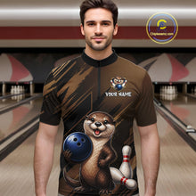 Load image into Gallery viewer, Men's Custom Otter Bowling Polo Shirt &amp; 1/4 Zip Pullover Personalized Team Jersey With Name Gift NHT1202