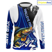 Load image into Gallery viewer, Walleye Fishing Jersey Personalized Name Fishing Shirt, Angler Tournament Fishing Apparel NHT871