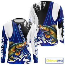 Load image into Gallery viewer, Walleye Fishing Jersey Personalized Name Fishing Shirt, Angler Tournament Fishing Apparel NHT871