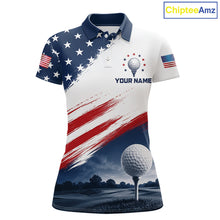 Load image into Gallery viewer, Patriotic American Flag Golf Polo Shirt For Women's –  Red White Blue Golf Apparel 